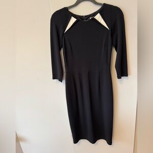David Meister Black and White Dress with 3/4 length sleeves